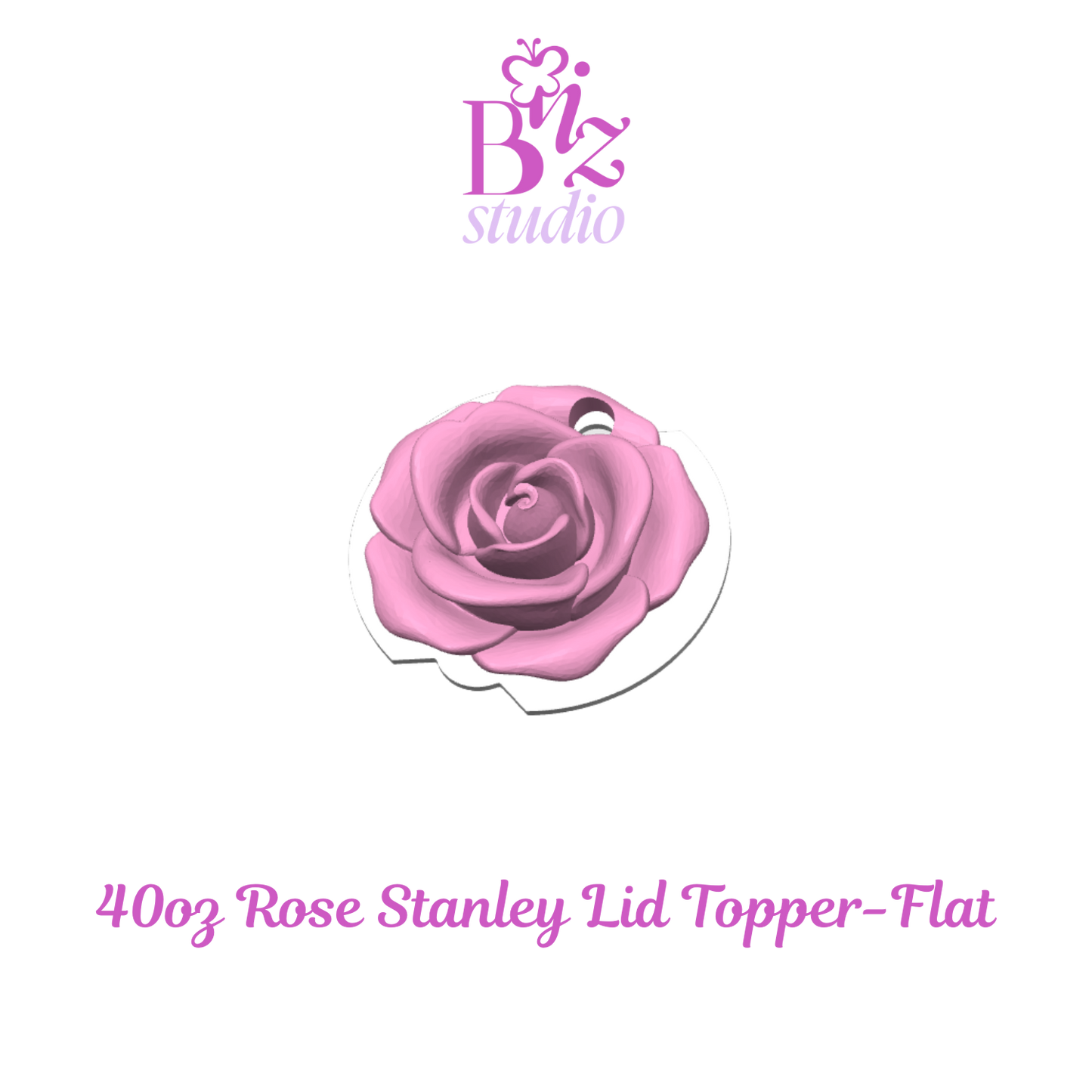 30oz Rose Stanley 3D Lid Topper-Flat