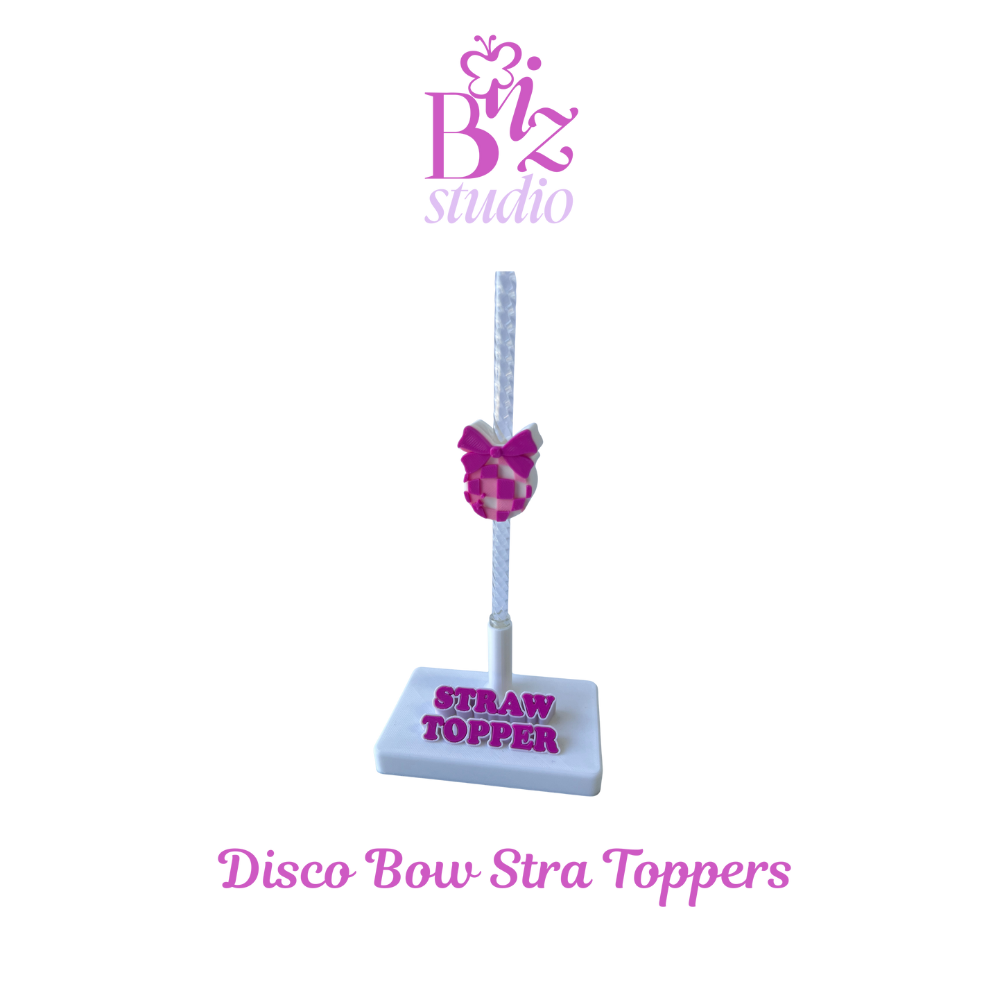 Disco Bow 3D Straw Topper