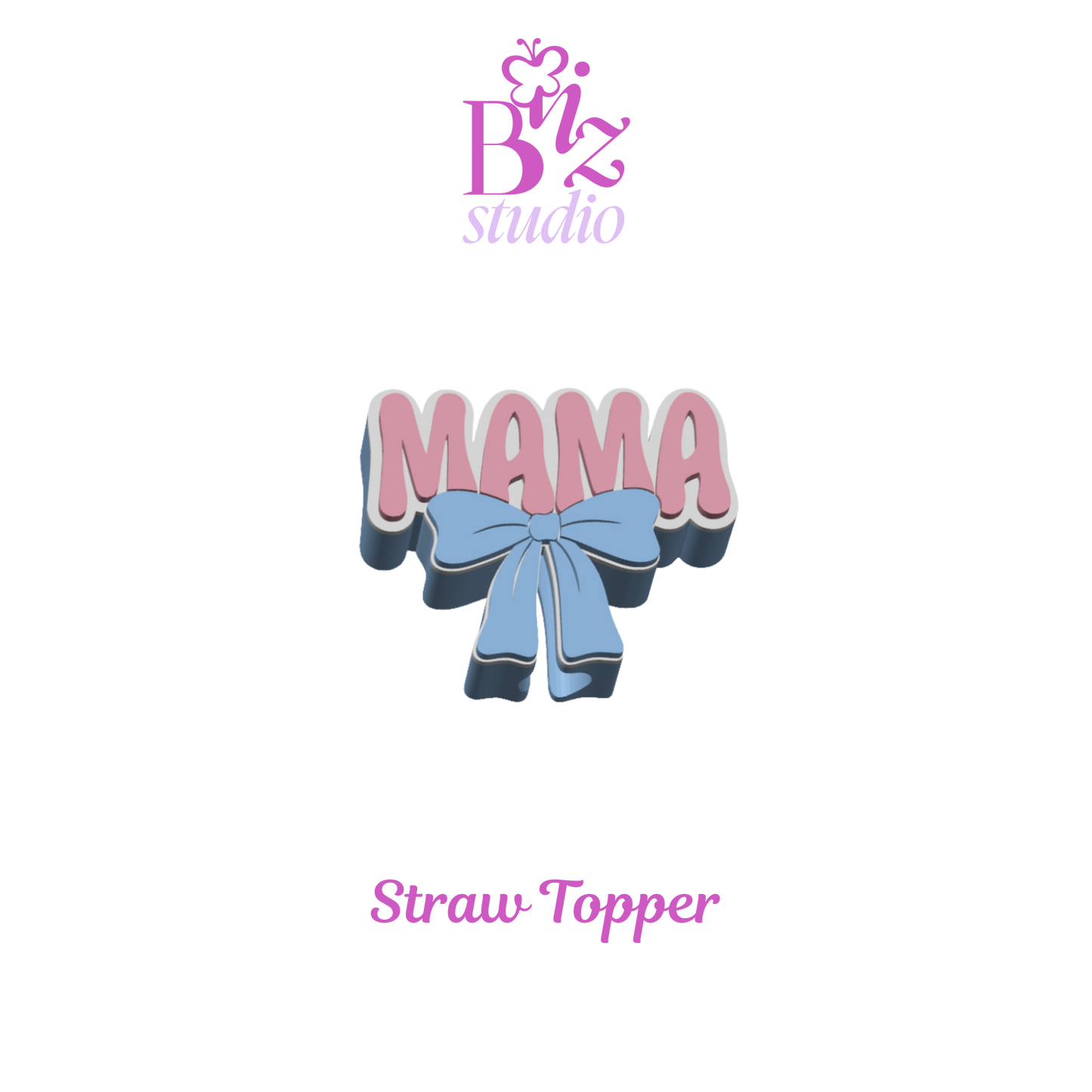 Mama 3D Straw Topper