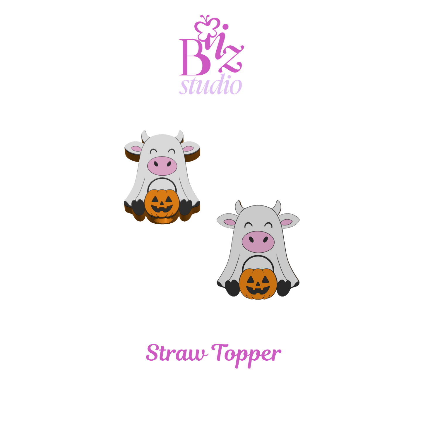 Ghost Cow 3D Straw Topper