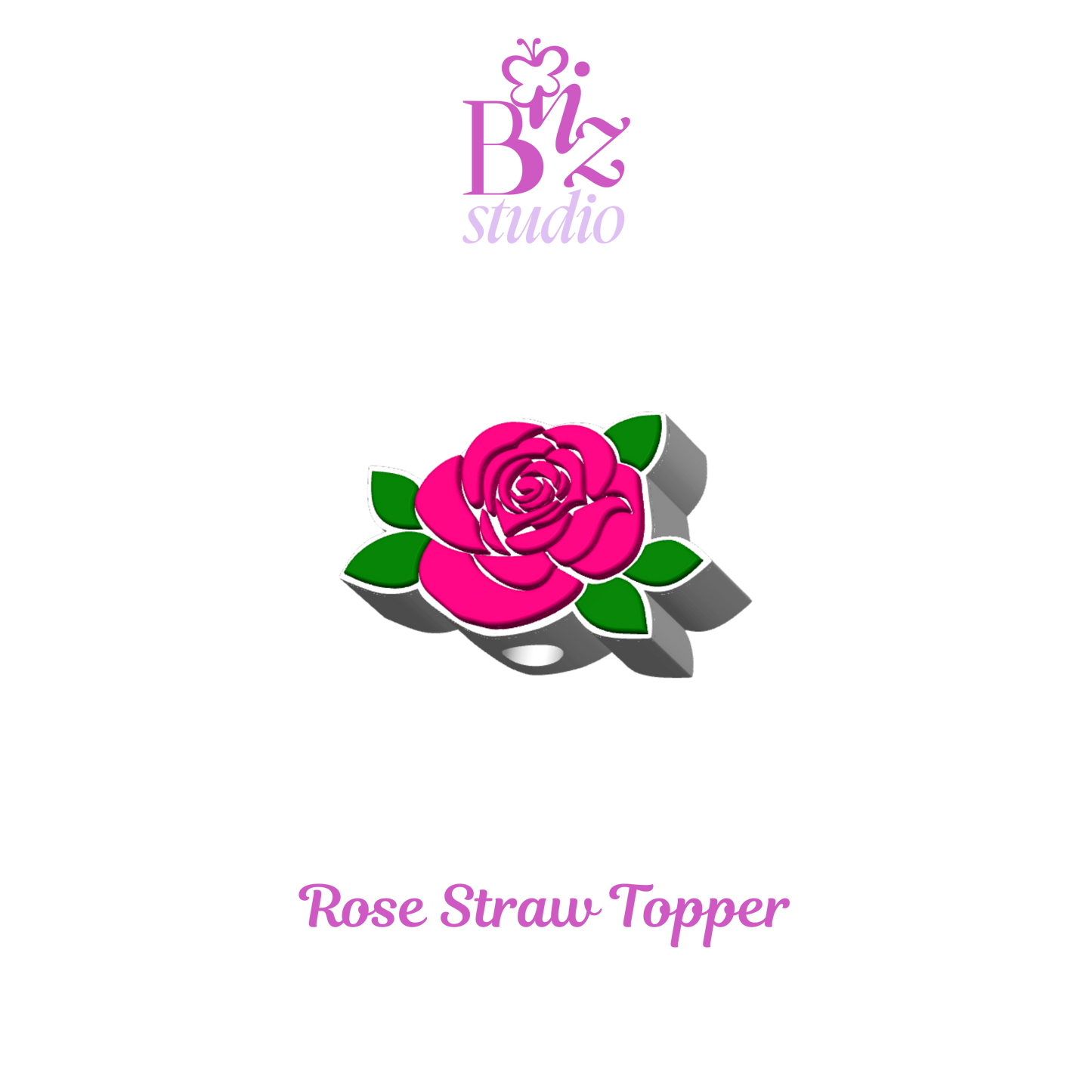 Rose 3D Straw Topper