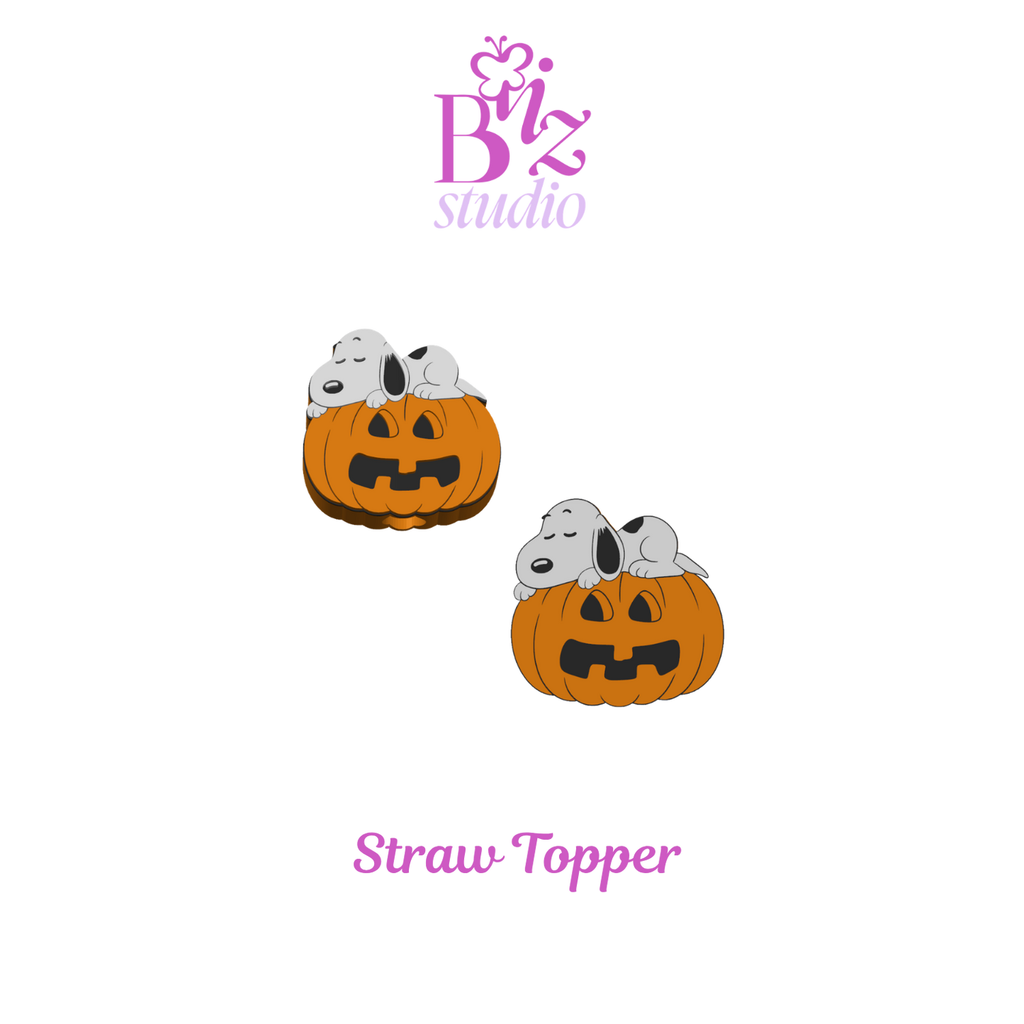 Floppy Ears 3D Pumpkin Straw Topper