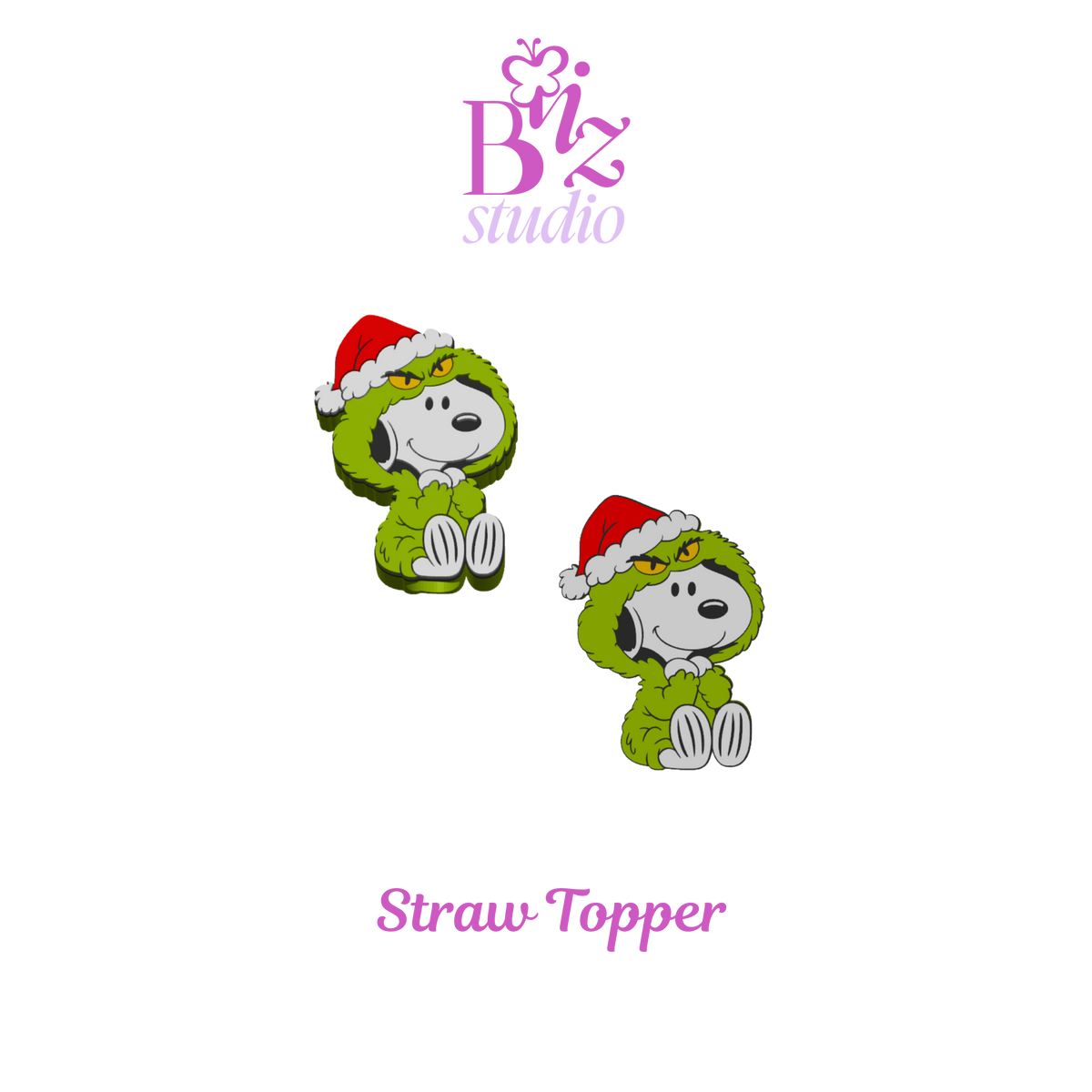 Merry Little Pup 3D Straw Topper