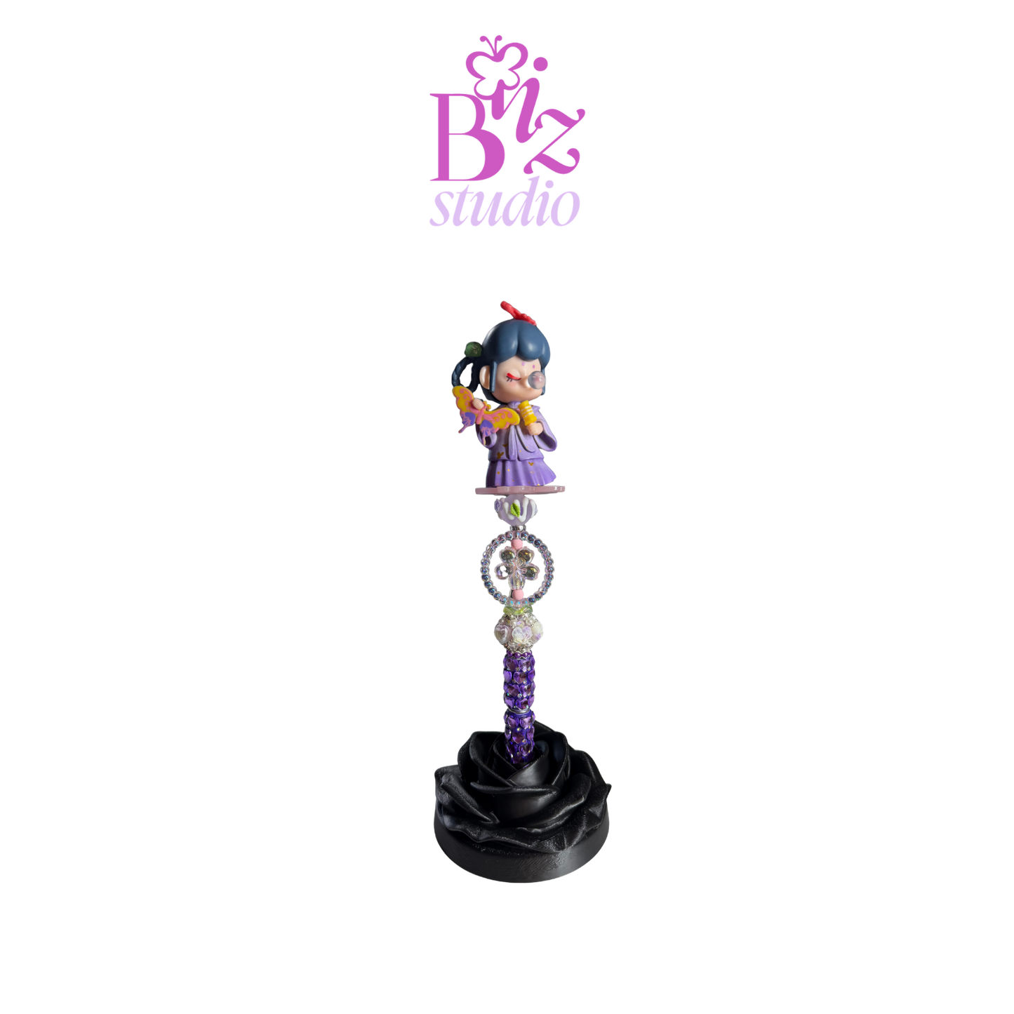 Single 3D Rose Beaded Pen Holder