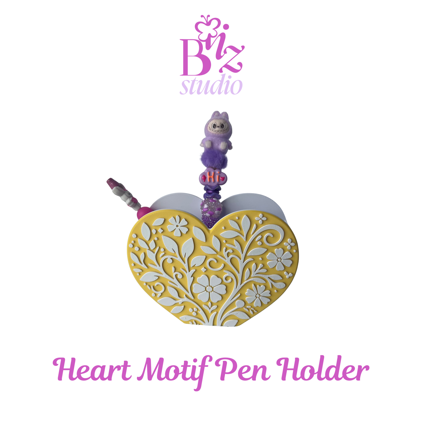 Heart Motif 3D Pen Holder