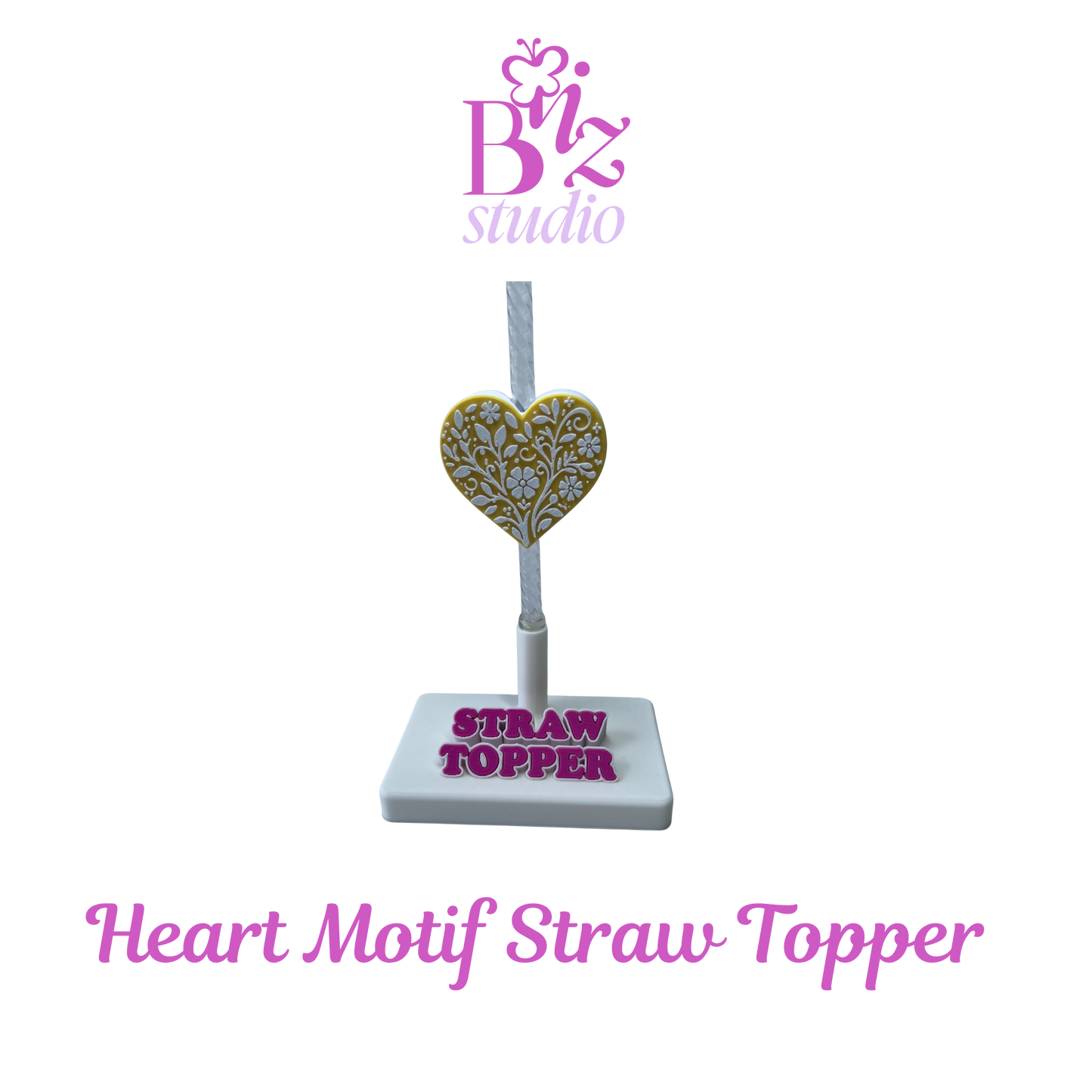 Heart Motif 3D Straw Topper