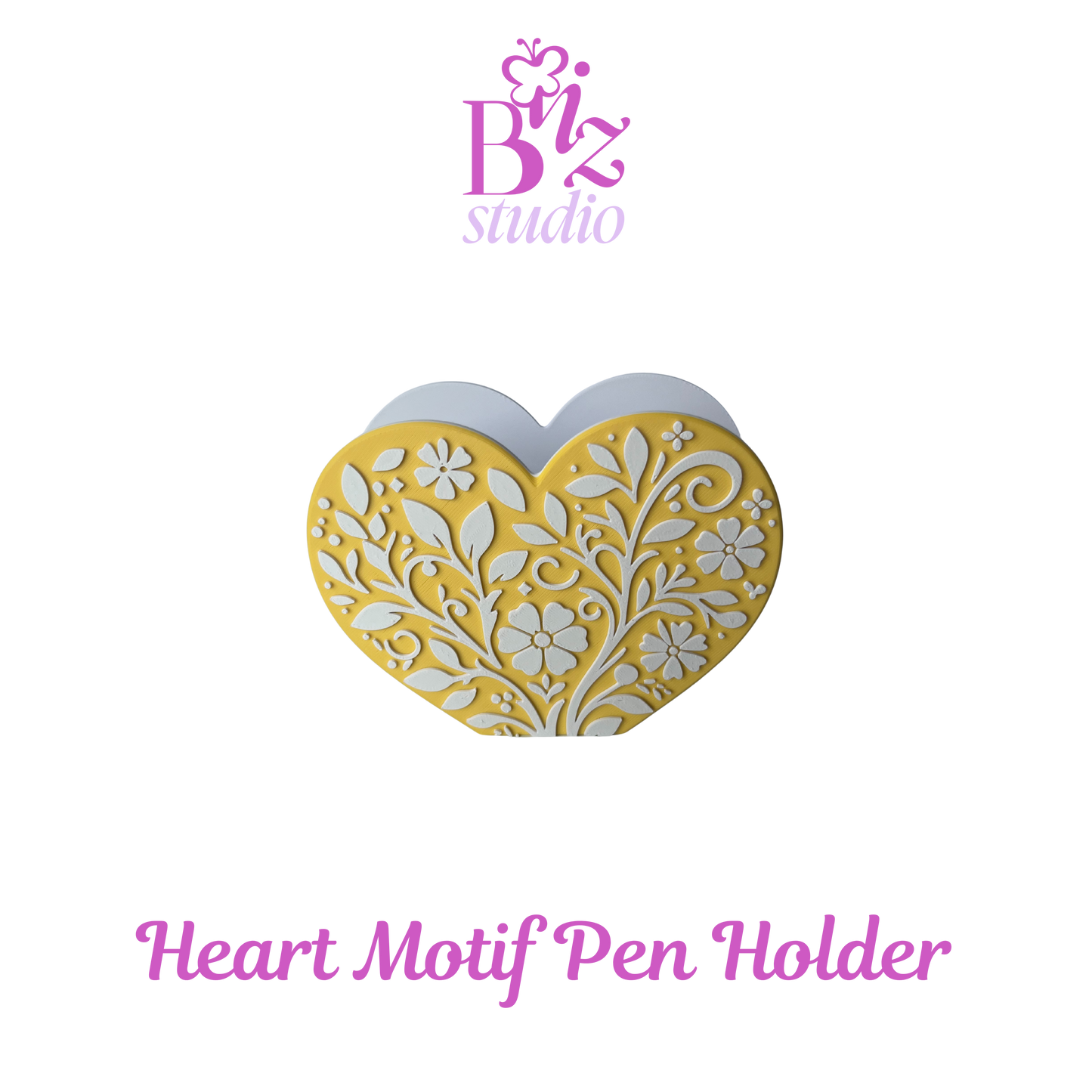 Heart Motif 3D Pen Holder