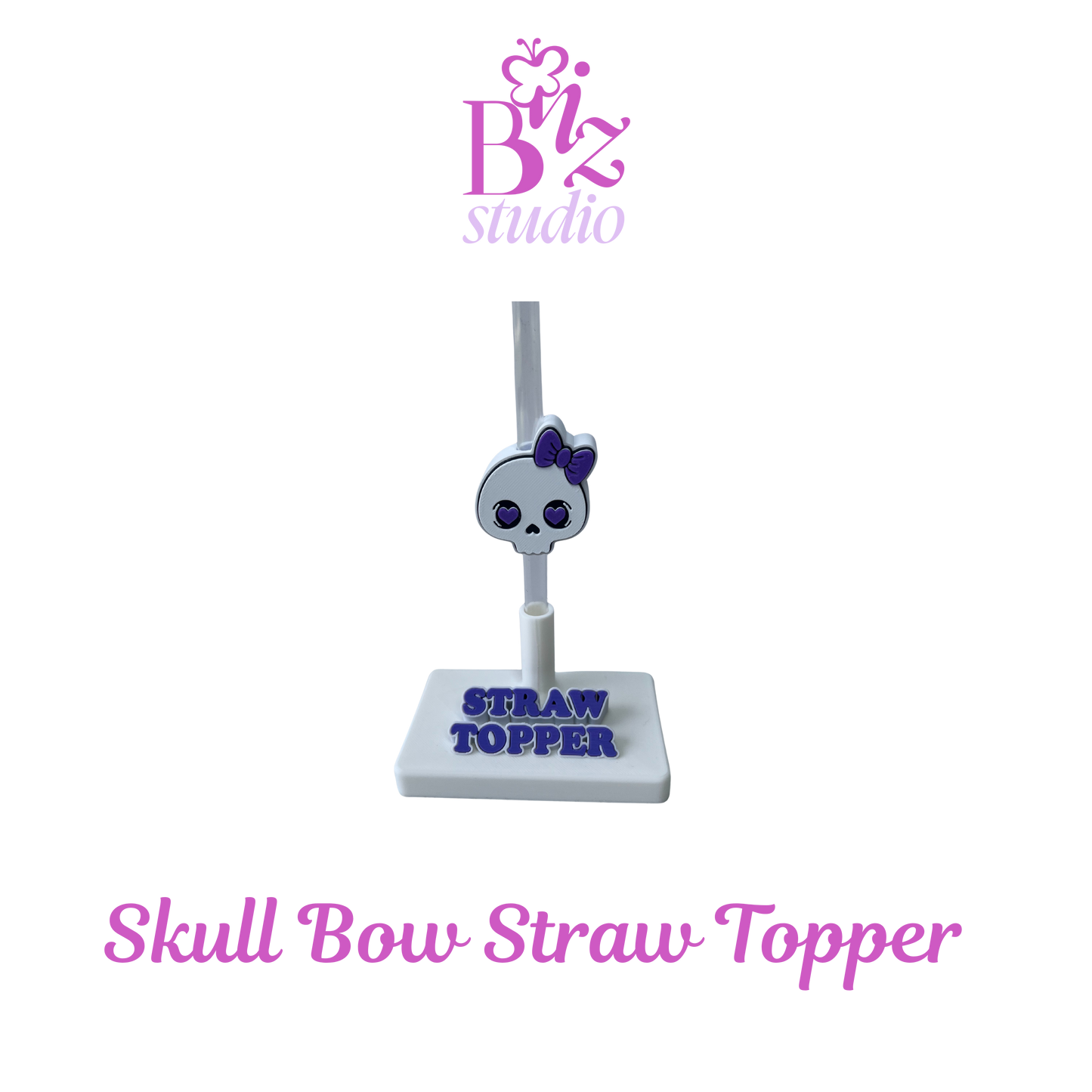 Skull Bow 3D Straw Topper