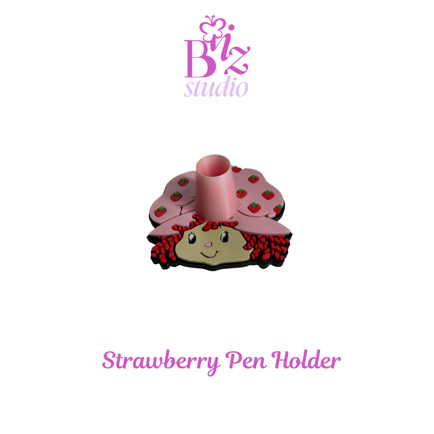 Strawberry 3D Single Beaded Pen Holder