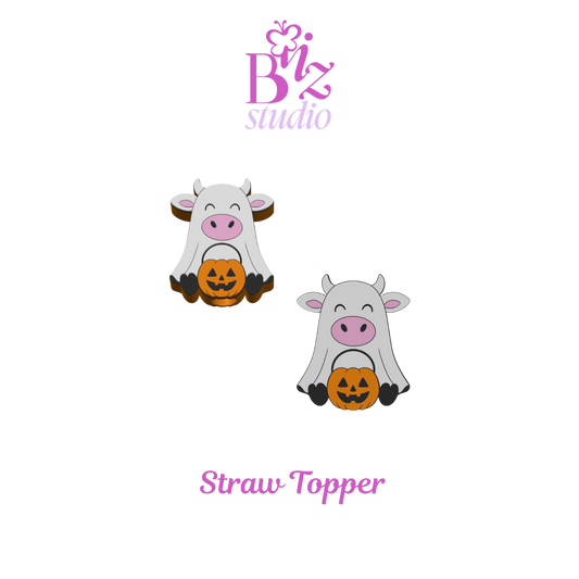 Ghost Cow 3D Straw Topper