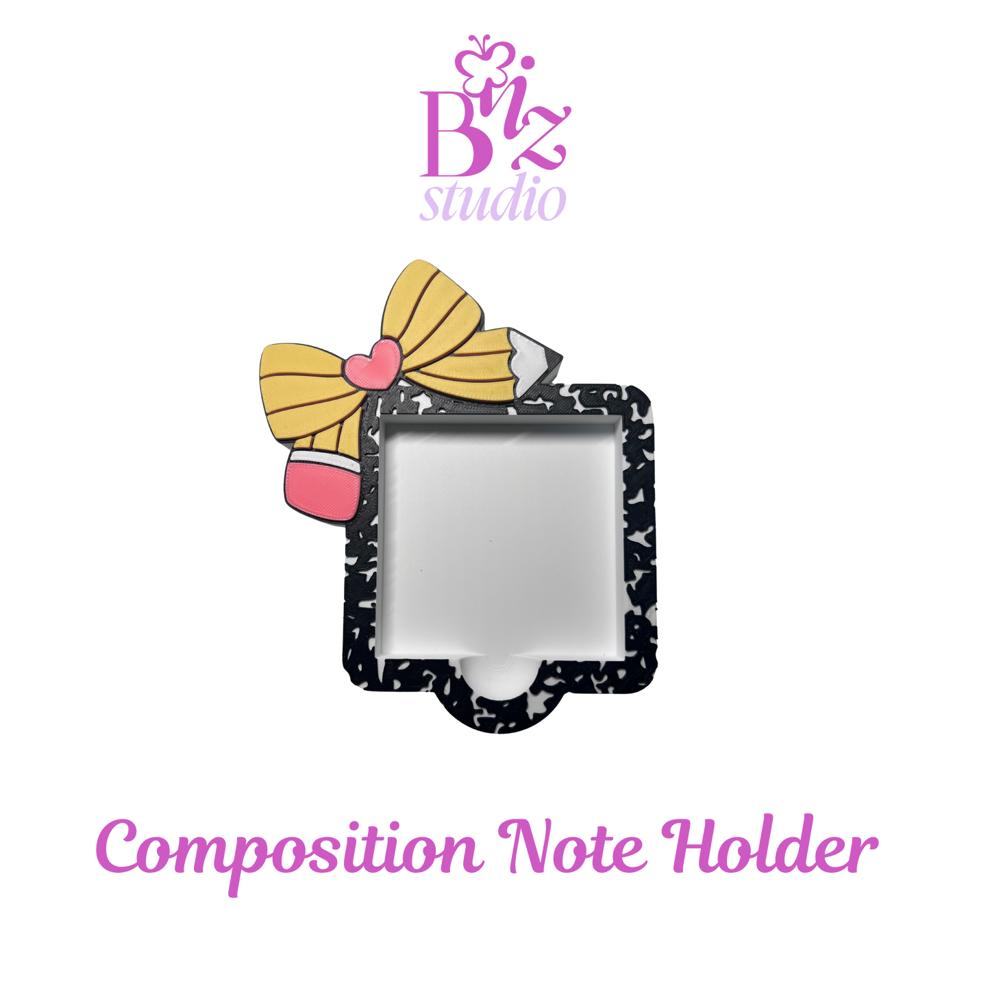 Composition Pencil Bow 3D Sticky Note Holder