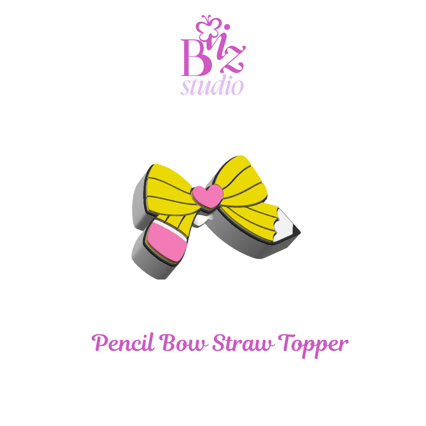 Pencil Bow 3D Straw Topper