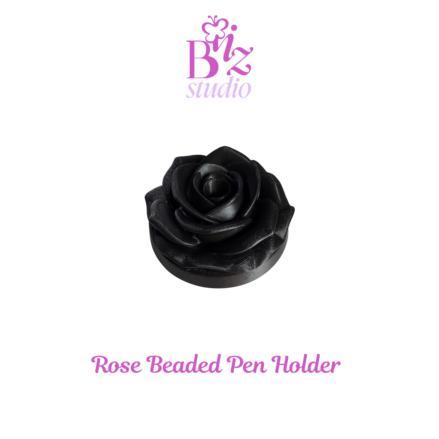 Single 3D Rose Beaded Pen Holder