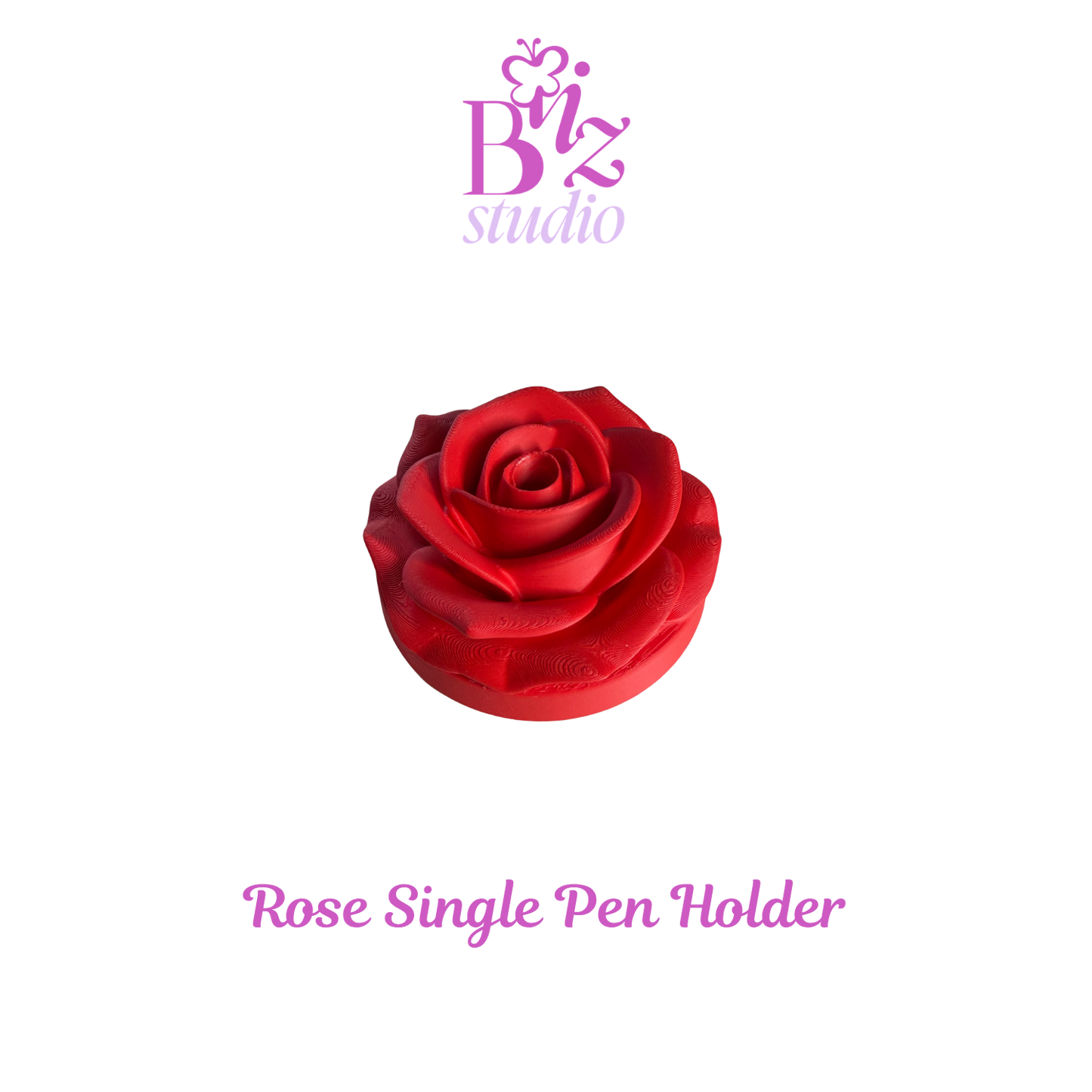 Single 3D Rose Pen Holder