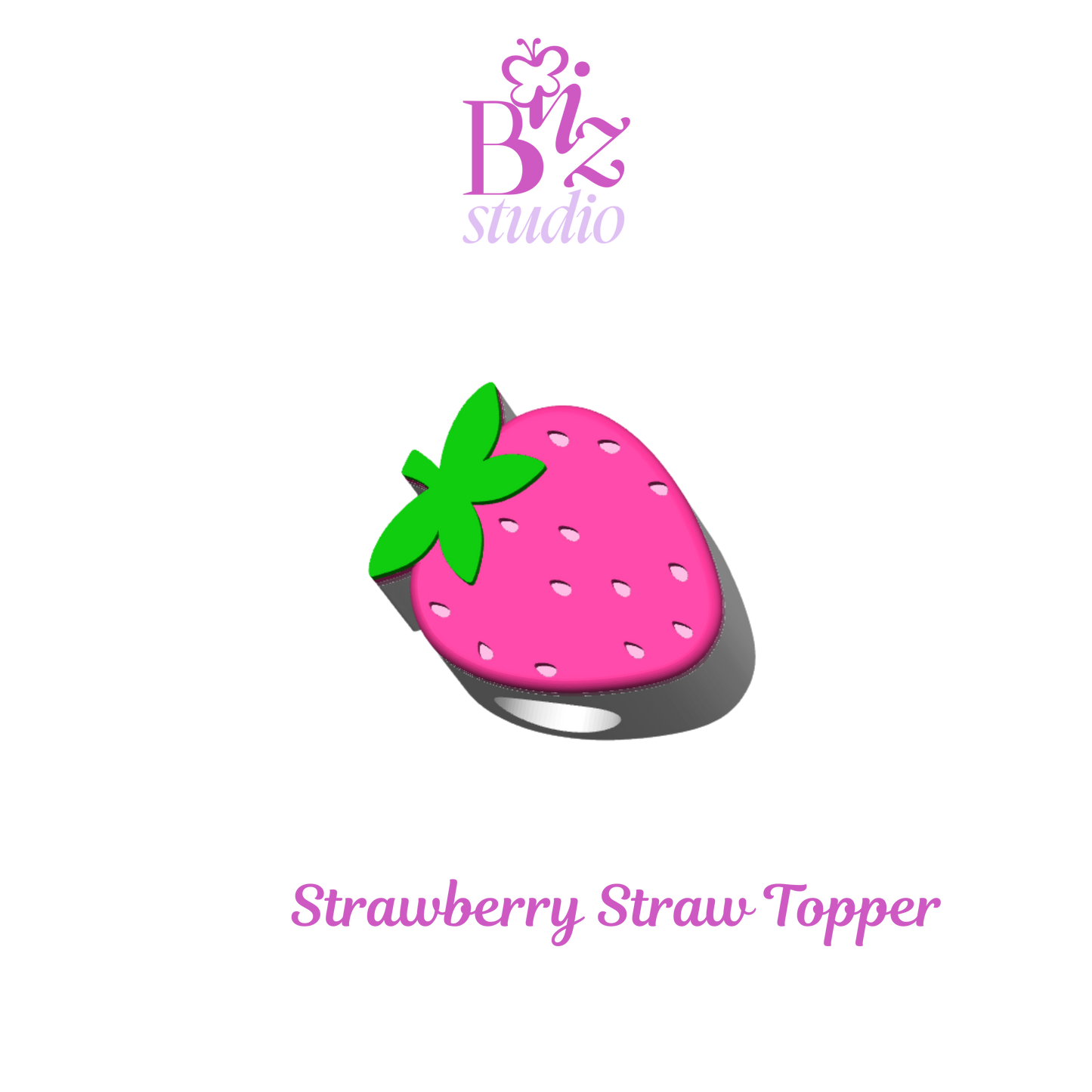 Strawberry 3D Straw Topper